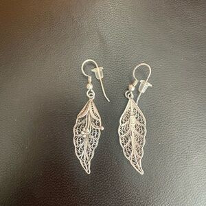 Elegant Sterling Silver Leaf Earrings